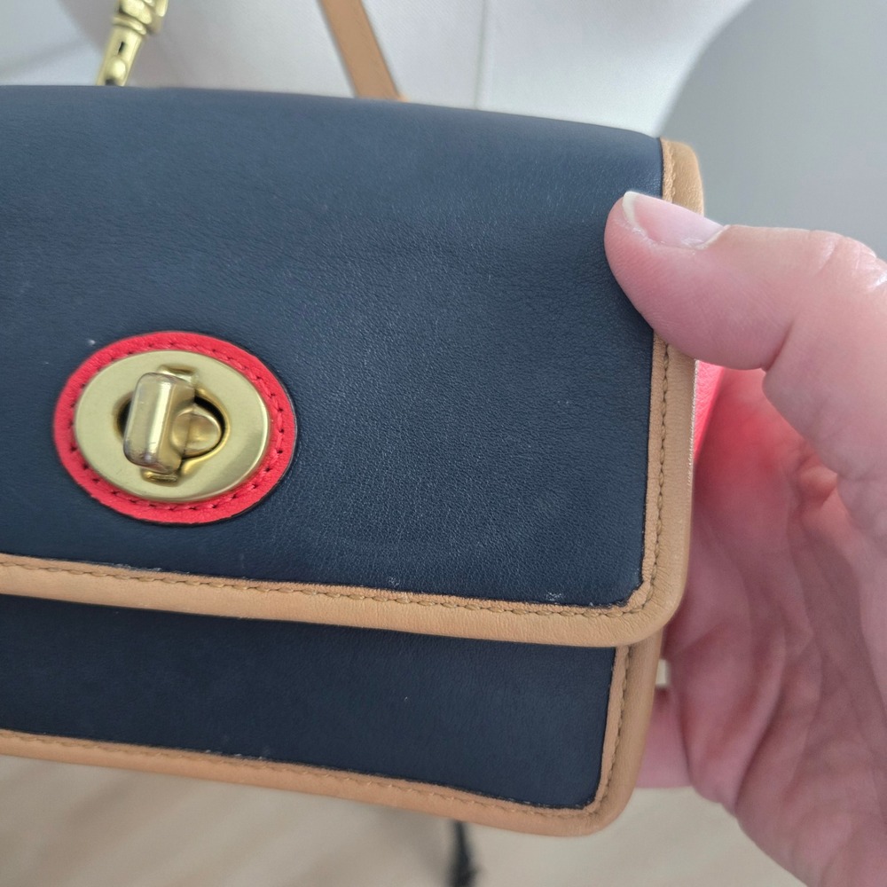 Vintage Coach Legacy Spectator Mini Bag Navy Tan Red Crossbody #6825 - Picture 7 of 13
